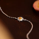 S925 Silver Mori Style Anklet Female Pastoral Style Thin Chain