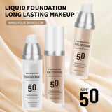 Moist Sunscreen Liquid Foundation Full Coverage Waterproof Long Lasting Colour Changing Skin SPF 50 Matte Makeup Foundation Cream