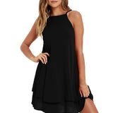 Women Holiday Chiffon Beach Wear Bikini Cover Up Light Black