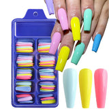 Long Fake Nails Acrylic Artificial False Nail Tips Stick On Full Nail 100 pcs