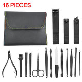 Nail Care Cutter Set Clippers Manicure Pedicure Cuticle Tool Gift Kit 16 Pieces